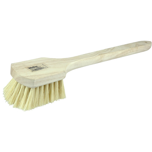 20″ Utility Scrub Brush, White Tampico Fill, Long Handle, Wood Block - Americas Tooling