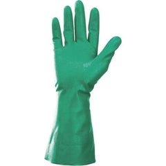 KleenGuard - Size XL (10), 13" Long, 15 mil Thick, Nitrile Chemical Resistant Gloves - Textured Finish, Cotton Lined, Straight Cuff, Green, FDA Approved - Americas Tooling