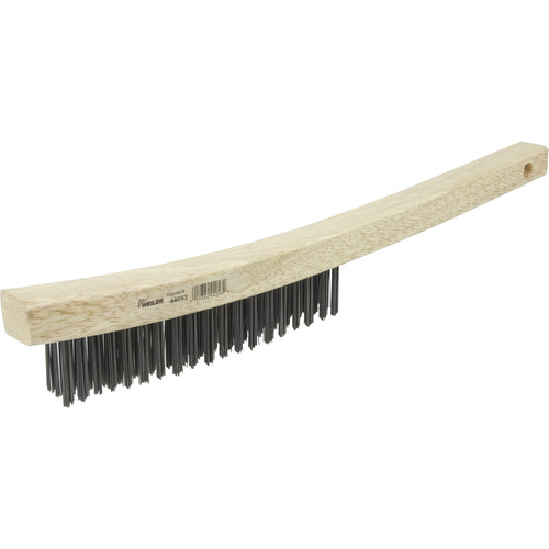 Hand Wire Scratch Brush, .012 Steel Fill, Curved Handle, 3 × 19 Rows - Americas Tooling