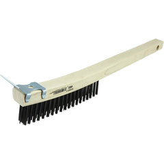 Hand Wire Scratch Brush w/Scraper, .012 Steel Fill, Curved Handle, 3 × 19 Rows - Americas Tooling