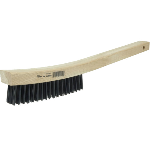 Hand Wire Scratch Brush, .012 Steel Fill, Curved Handle, 4 × 18 Rows - Americas Tooling