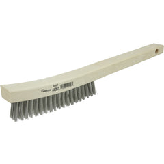 Hand Wire Scratch Brush, .012 Stainless Steel Fill, Curved Handle, 4 × 18 Rows - Americas Tooling