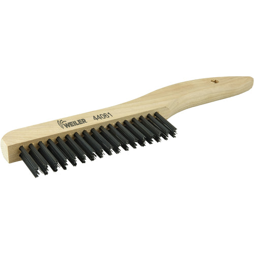 Hand Wire Scratch Brush. .012 Steel Fill, Shoe Handle, 2 × 17 Rows - Americas Tooling