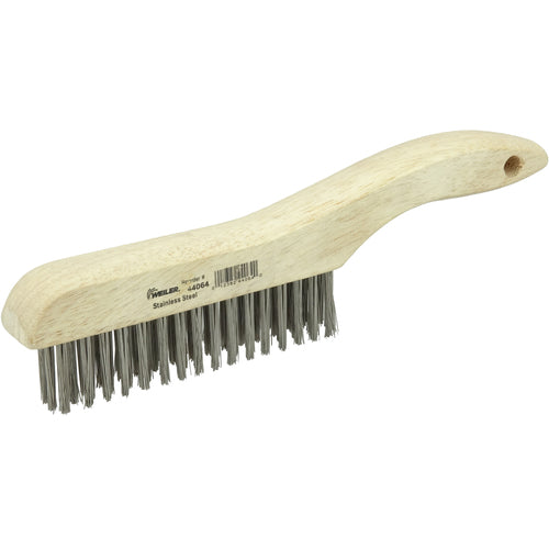 Hand Wire Scratch Brush, .012 Stainless Steel Fill, Shoe Handle, 4 × 16 Rows - Americas Tooling