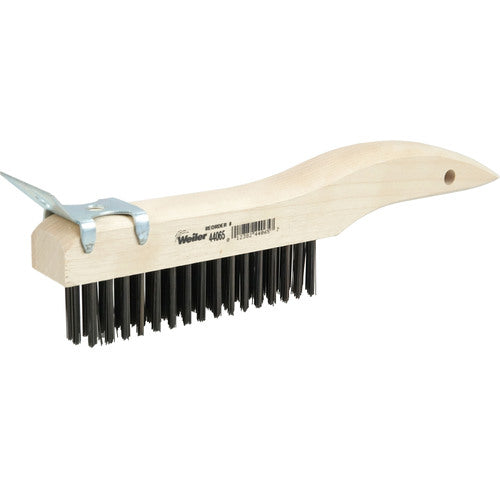 Hand Wire Scratch Brush w/Scraper, .012 Steel Fill, Shoe Handle, 4 × 16 Rows - Americas Tooling