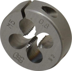 OSG - M5x0.80 Thread, High Speed Steel Round Die - 1/4" Thick, Right Hand Thread, Series 135, Adjustable - Exact Industrial Supply