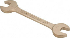 Ampco - 1-1/8" x 1-5/16" Nonsparking Open End Wrench - 12-1/4" OAL, Double End, Plain Finish, 15° Head Angle - Americas Tooling