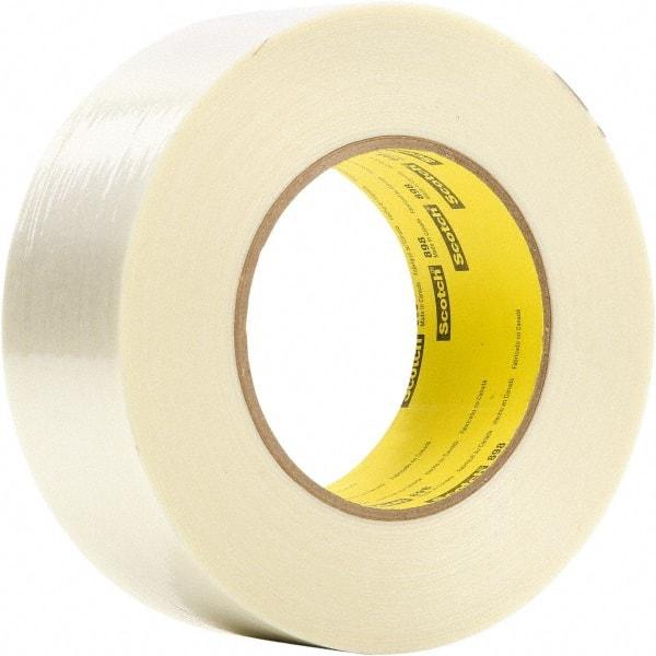 3M - 48mm x 55m Clear Rubber Adhesive Filament Tape - Polypropylene Film Backing, 6.6 mil Thick - Americas Tooling