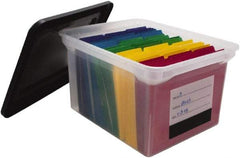 Innovative Storage Designs - 1 Compartment, 17-3/4 Inch Wide x 14 Inch Deep x 10-1/4 Inch High, Portable File Box - Plastic, Black and Clear - Americas Tooling