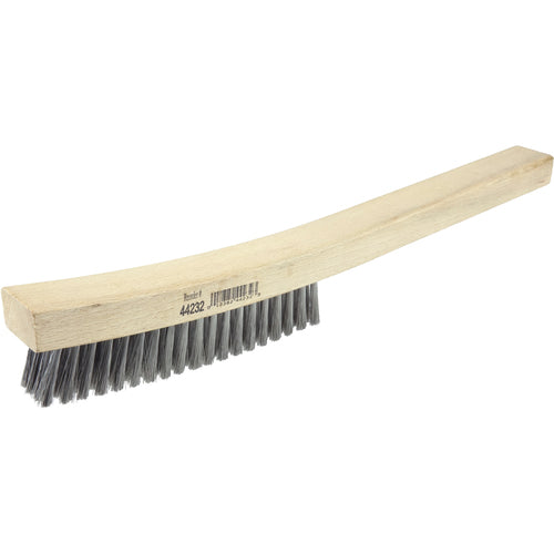 Plater's Brush, Stainless Steel Fill, 4 × 19 Rows, Curved Handle - Americas Tooling