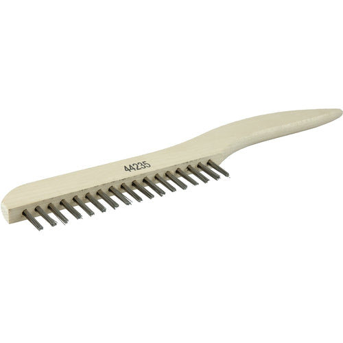 Hand Wire Scratch Brush, .012 Stainless Fill, Shoe Handle, 1 × 17 Rows - Americas Tooling