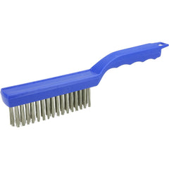 Hand Wire Scratch Brush, .012 Stainless Steel Fill, 4 × 16 Rows, Plastic Block - Americas Tooling