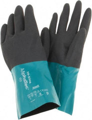 Ansell - Size 9, 12" Long, 13 mil Thick, Chemical Resistant Gloves - Green/Gray - Americas Tooling