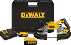 DeWALT - 20 Volt, 490 SFPM Cordless Portable Bandsaw - 5" (Round) & 5 x 5" (Rectangle) Cutting Capacity, Lithium-Ion Battery Included - Americas Tooling