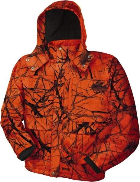 DeWALT - Size S Heated & Cold Weather Jacket - Camo Blaze, Polyester, Zipper Closure, 42" Chest - Americas Tooling