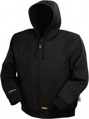 DeWALT - Size L Heated & Cold Weather Jacket - Black, Cotton, Zipper Closure, 50" Chest - Americas Tooling