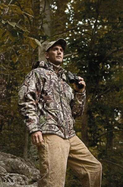 DeWALT - Size S Heated & Cold Weather Jacket - Camouflage, Polyester, Zipper Closure, 42" Chest - Americas Tooling