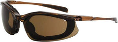 CrossFire - Brown Lenses, Framed Safety Glasses - Anti-Fog, Black Frame, Size Universal, Wrap Around - Americas Tooling