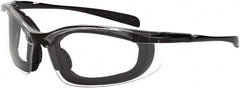 CrossFire - Clear Lenses, Framed Safety Glasses - Anti-Fog, Crystal Black Frame, Size Universal, Wrap Around - Americas Tooling