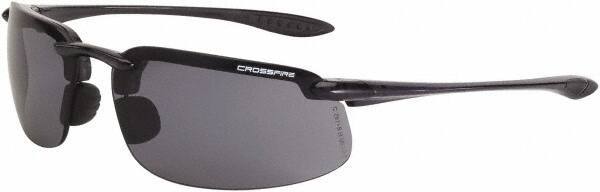 CrossFire - Smoke Lenses, Framed Safety Glasses - Scratch Resistant, Crystal Black Frame, Size Universal, Wrap Around - Americas Tooling