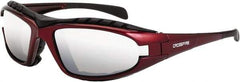 CrossFire - Silver Mirror Lenses, Framed Safety Glasses - Scratch Resistant, Red Frame, Size Universal, Wrap Around - Americas Tooling