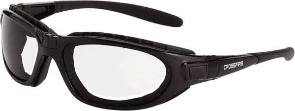 CrossFire - Indoor/Outdoor Lenses, Framed Safety Glasses - Anti-Fog, Crystal Black Frame, Size Universal, Wrap Around - Americas Tooling