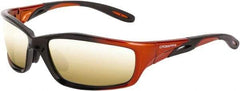 CrossFire - Gold Mirror Lenses, Framed Safety Glasses - Scratch Resistant, Orange/Black Frame, Size Universal, Wrap Around - Americas Tooling