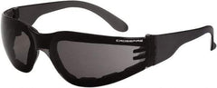 CrossFire - Smoke Lenses, Framed Safety Glasses - Anti-Fog, Black Frame, Size Universal, Wrap Around - Americas Tooling