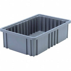 Quantum Storage - 40 Lb Load Capacity Gray Polypropylene Dividable Container - Stacking, 5" Long x 10.9" Wide x 16-1/2" High - Americas Tooling