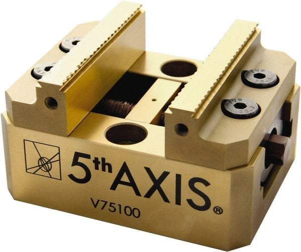 5th Axis - 3" Jaw Width, 56mm High x 4" Long x 3" Wide Vise - For Use with 5 Axis Workholding Systems - Americas Tooling