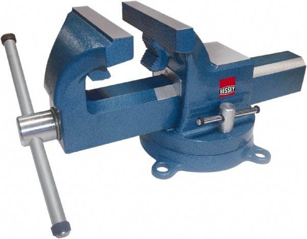 Bessey - 4" Jaw Width, 4-1/4" Opening Capacity, 2-3/8" Throat Depth, Steel Swivel Bench Vise - Bolt Down Base Attachment - Americas Tooling