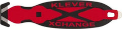 Klever Innovations - Recessed/Hook Blade Box Cutter - 5-3/4" Carbon Steel Blade, Red Plastic Handle, 2 Blades Included - Americas Tooling