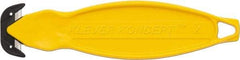 Klever Innovations - Recessed/Hook Blade Box Cutter - 6-1/4" Carbon Steel Blade, Yellow Plastic Handle, 2 Blades Included - Americas Tooling