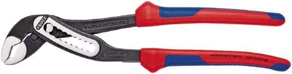 Knipex - 7-1/4" OAL, 1-1/2" Max Capacity, 9 Position Water Pump Tongue & Groove Pliers - Serrated V-Jaws, Alligator Jaw Head, Comfort Grip Handles - Americas Tooling