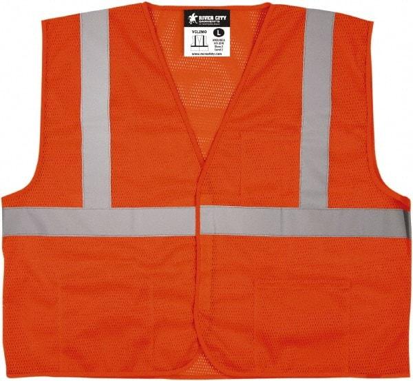 MCR Safety - Size M Flame Resistant/Retardant Orange Mesh General Purpose Vest - 24" Chest, ANSI 107-2015, Hook & Loop Closure, 3 Pockets, Polyester - Americas Tooling