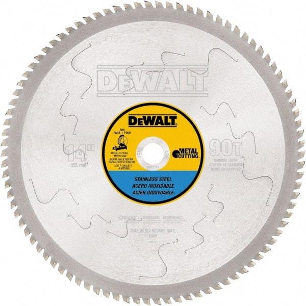 DeWALT - 14" Diam, 1" Arbor Hole Diam, 90 Tooth Wet & Dry Cut Saw Blade - Carbide-Tipped, Standard Round Arbor - Americas Tooling