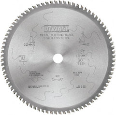 DeWALT - 12" Diam, 1" Arbor Hole Diam, 80 Tooth Wet & Dry Cut Saw Blade - Carbide-Tipped, Standard Round Arbor - Americas Tooling