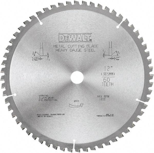 DeWALT - 12" Diam, 1" Arbor Hole Diam, 60 Tooth Wet & Dry Cut Saw Blade - Carbide-Tipped, Standard Round Arbor - Americas Tooling