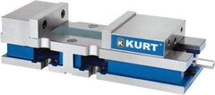 Kurt - 8" Jaw Width, 10-1/4" Jaw Opening Capacity, Horizontal Stationary Machine Vise - Manual Operation, 1 Station, 24" Long x 6" High x 1" Deep, 6" Jaw Height, 100 Lb Max Clamp Force, Ductile Iron - Americas Tooling