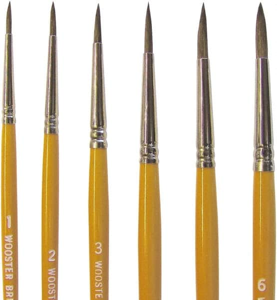 Wooster Brush - #6 Camel Hair Artist's Paint Brush - 3/16" Wide, 0.703" Bristle Length, 5-35/64" Plastic Handle - Americas Tooling