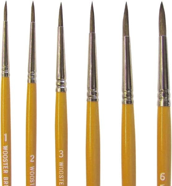 Wooster Brush - #3 Camel Hair Artist's Paint Brush - 3/16" Wide, 1/2" Bristle Length, 5-21/32" Plastic Handle - Americas Tooling