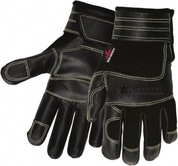 MCR Safety - Size M Cowhide General Protection Work Gloves - For Work & Driver, Uncoated, Adjustable Closure Cuff, Black, Paired - Americas Tooling