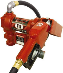 Tuthill - 15 GPM, 3/4" Hose Diam, DC Tank Pump with Automatic Nozzle - 1" Inlet, 3/4" Outlet, 12 Volts, 12' Hose Length, 1/4 hp - Americas Tooling