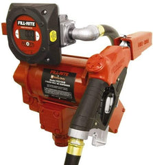 Tuthill - 35 GPM, 1" Hose Diam, AC High Flow Tank Pump with Automatic Nozzle & 900D Meter - 1-1/4" Inlet, 1" Outlet, 115/230 Volts, 18' Hose Length, 3/4 hp - Americas Tooling