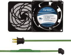 Made in USA - 115 Volts, AC, 31 CFM, Square Tube Axial Fan Kit - 0.18 Amp Rating, 3.15" High x 3" Wide x 38.5mm Deep, Includes Fan, Fan Filter, Thermostatically Controlled Fan Cord - Americas Tooling