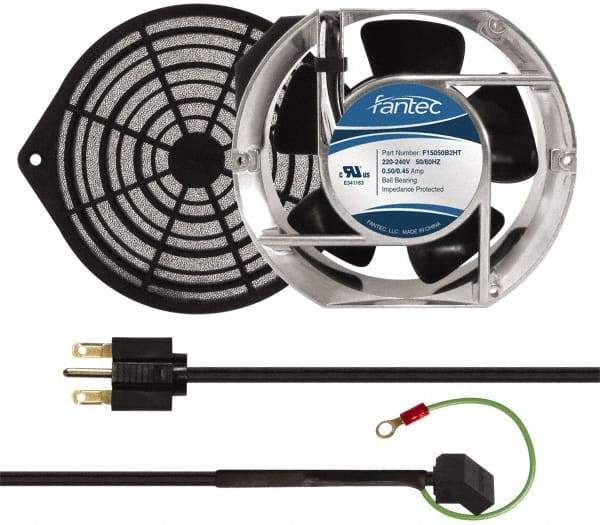 Made in USA - 230 Volts, AC, 240 CFM, Oval Tube Axial Fan Kit - 0.12/0.16 Amp Rating, 151mm High x 172mm Wide x 51mm Deep, Includes Fan, Fan Filter, Fan Cord - Americas Tooling