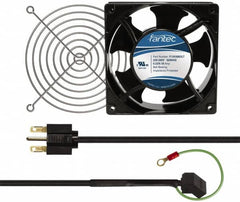 Made in USA - 230 Volts, AC, 103 CFM, Square Tube Axial Fan Kit - 0.12 Amp Rating, 120mm High x 120mm Wide x 38.5mm Deep, Includes Fan, Fan Filter, Fan Cord - Americas Tooling