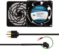 Made in USA - 230 Volts, AC, 32 CFM, Square Tube Axial Fan Kit - 0.06/0.05 Amp Rating, 3.15" High x 3" Wide x 38.5mm Deep, Includes Fan, Fan Guard, Fan Cord - Americas Tooling