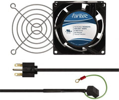 Made in USA - 230 Volts, AC, 32 CFM, Square Tube Axial Fan Kit - 0.06/0.05 Amp Rating, 3.15" High x 3" Wide x 38.5mm Deep, Includes Fan, Fan Filter, Fan Cord - Americas Tooling