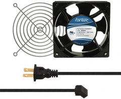 Value Collection - 115 Volts, AC, 103 CFM, Square Tube Axial Fan Kit - 0.26 Amp Rating, 120mm High x 120mm Wide x 38.5mm Deep, Includes Fan, Fan Guard, Fan Cord - Americas Tooling